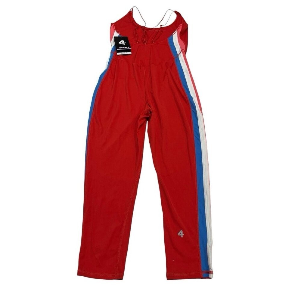 FourLaps Elevate Jumpsuit Womens L Red Athletic Fit Moisture Wicking Lounge